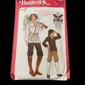 Butterick 4209 Sewing Pattern 1776 Colonolal Frontiersman Costume Chest 42 Men’s